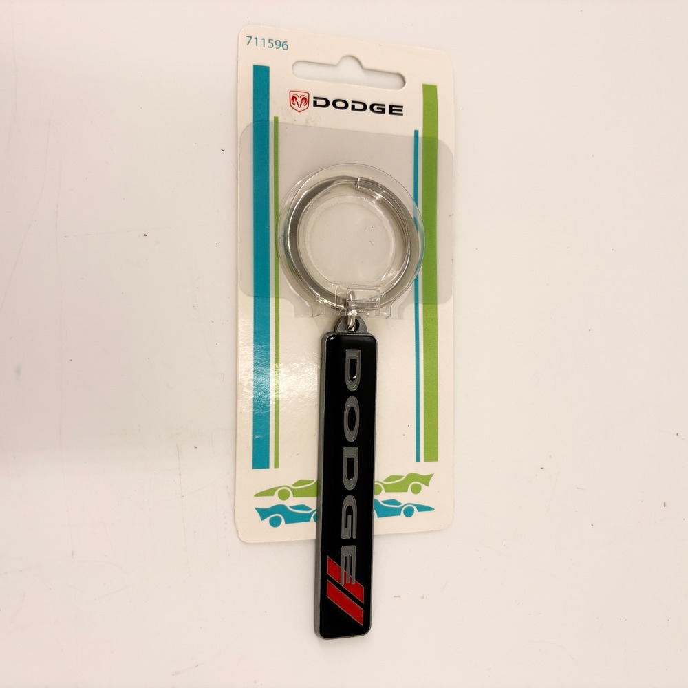 New Mopar 711596 Dodge Metal‎ Enamel Key Chain Fob Ring Black Red Logo